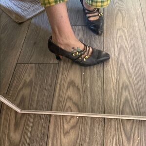 Salvatore Ferragamo Brown Mary Jane pointed Leather Pointed Toe Buckle Pumps